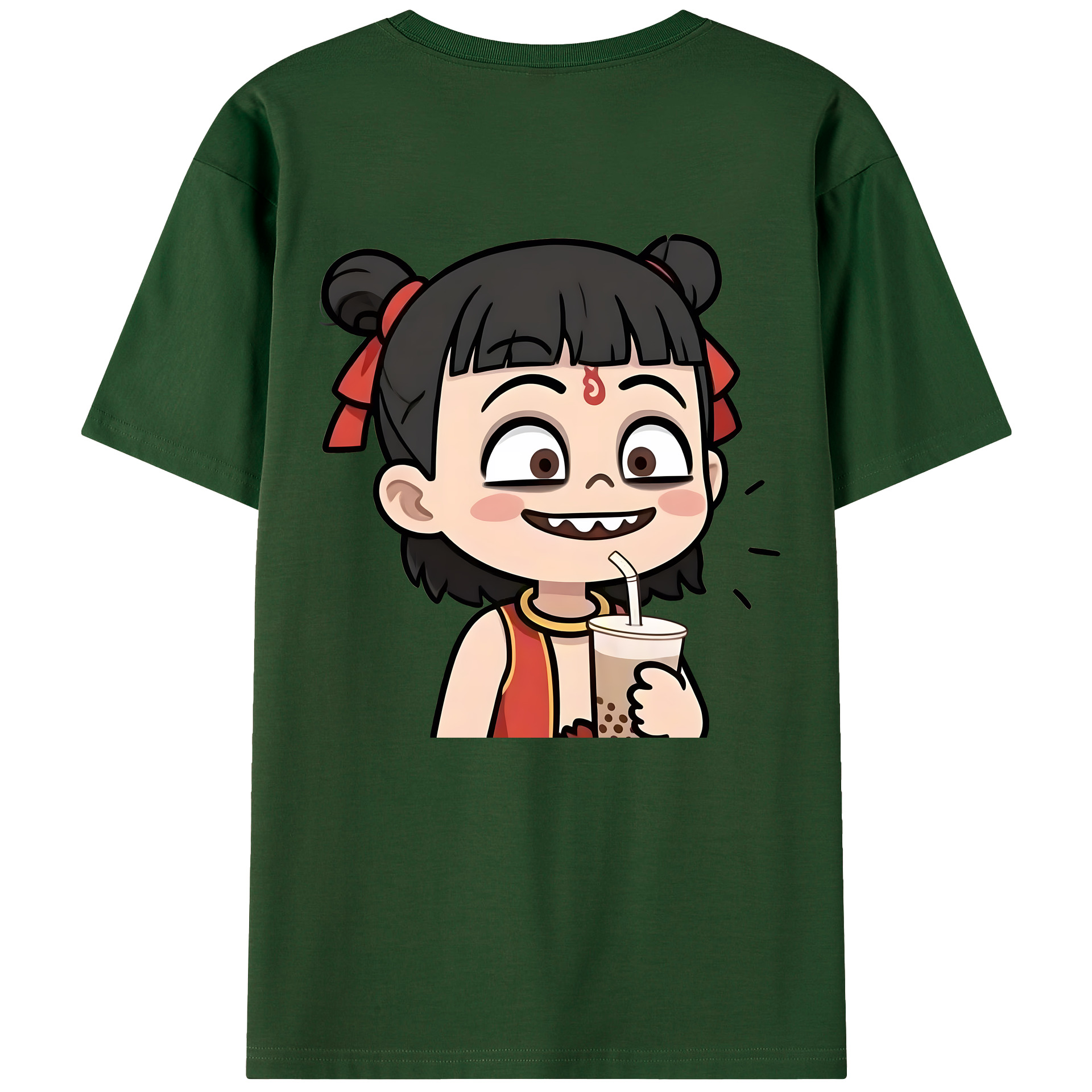 （画像用） Ne Zha 2 ナタ 魔童の大暴れ 綿100％半袖Tシャツ（背面プリント）